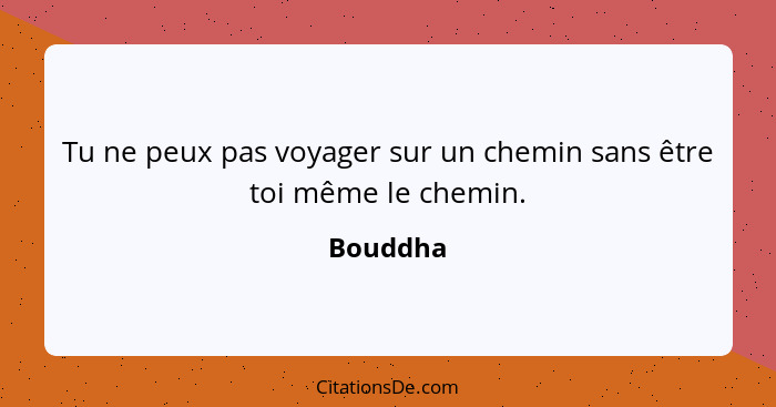 Tu ne peux pas voyager sur un chemin sans être toi même le chemin.... - Bouddha