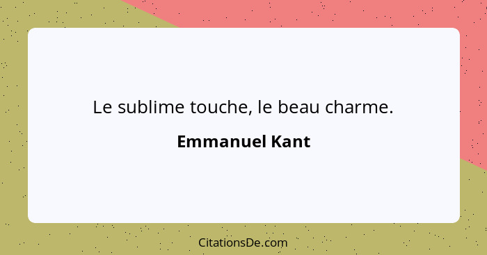 Le sublime touche, le beau charme.... - Emmanuel Kant