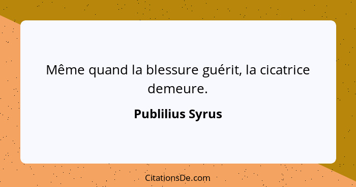 Même quand la blessure guérit, la cicatrice demeure.... - Publilius Syrus