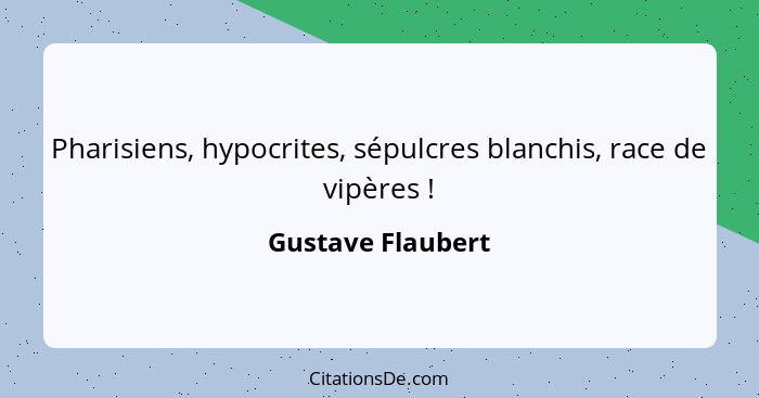 Pharisiens, hypocrites, sépulcres blanchis, race de vipères !... - Gustave Flaubert