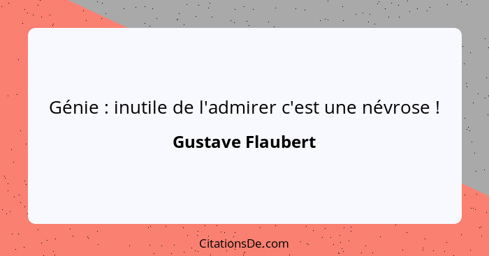 Génie : inutile de l'admirer c'est une névrose !... - Gustave Flaubert