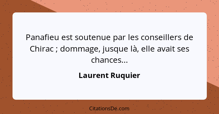 Panafieu est soutenue par les conseillers de Chirac ; dommage, jusque là, elle avait ses chances...... - Laurent Ruquier