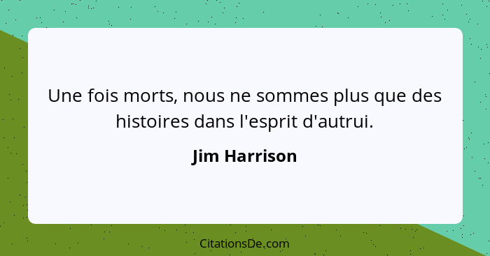 Une fois morts, nous ne sommes plus que des histoires dans l'esprit d'autrui.... - Jim Harrison