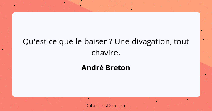 Qu'est-ce que le baiser ? Une divagation, tout chavire.... - André Breton