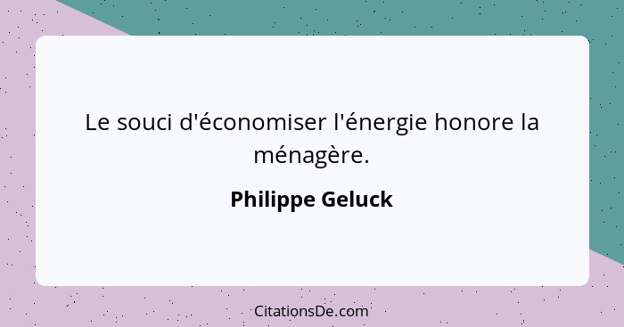 Le souci d'économiser l'énergie honore la ménagère.... - Philippe Geluck