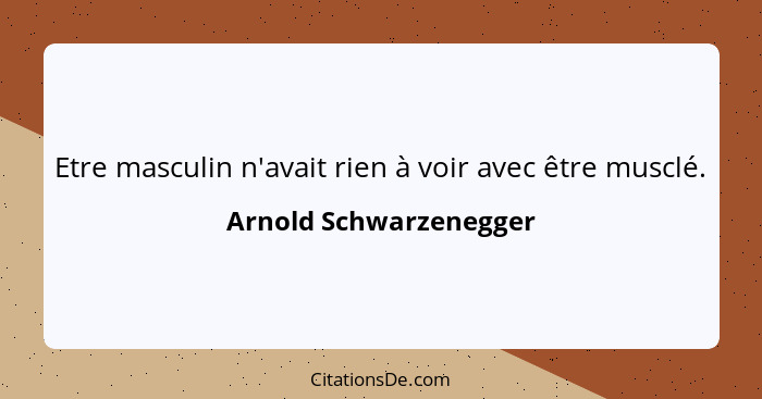 Etre masculin n'avait rien à voir avec être musclé.... - Arnold Schwarzenegger