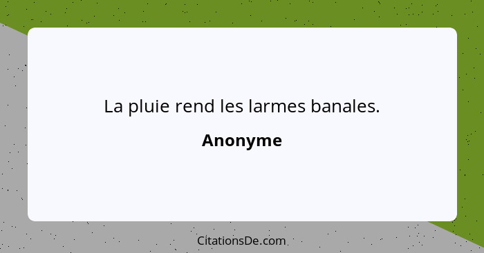 La pluie rend les larmes banales.... - Anonyme