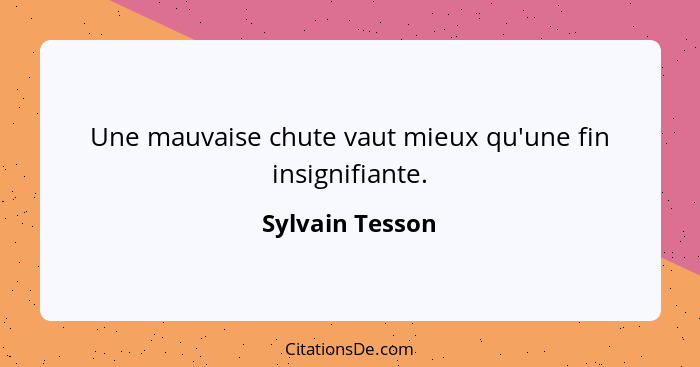 Une mauvaise chute vaut mieux qu'une fin insignifiante.... - Sylvain Tesson