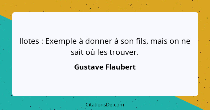 Ilotes : Exemple à donner à son fils, mais on ne sait où les trouver.... - Gustave Flaubert