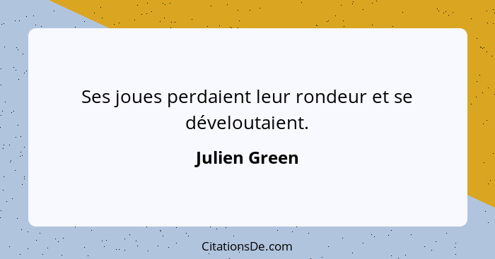 Ses joues perdaient leur rondeur et se déveloutaient.... - Julien Green