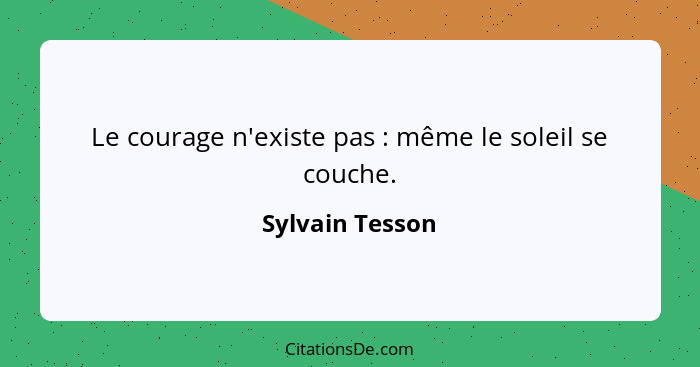 Le courage n'existe pas : même le soleil se couche.... - Sylvain Tesson