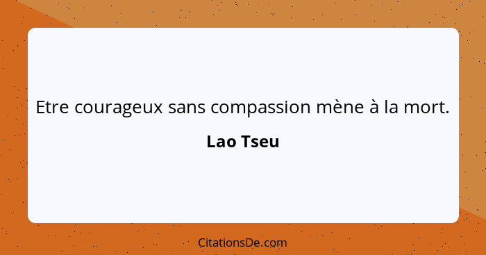 Etre courageux sans compassion mène à la mort.... - Lao Tseu