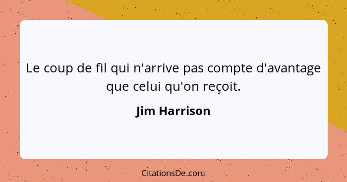 Le coup de fil qui n'arrive pas compte d'avantage que celui qu'on reçoit.... - Jim Harrison