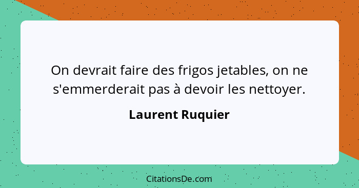 On devrait faire des frigos jetables, on ne s'emmerderait pas à devoir les nettoyer.... - Laurent Ruquier