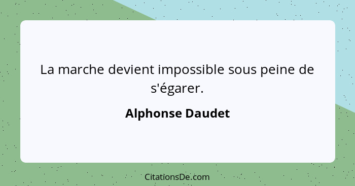 La marche devient impossible sous peine de s'égarer.... - Alphonse Daudet