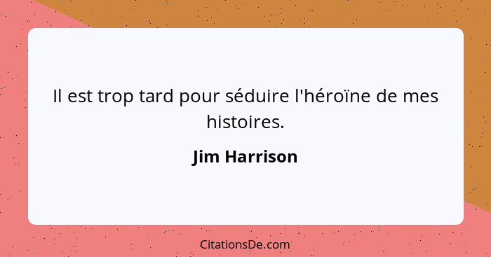 Il est trop tard pour séduire l'héroïne de mes histoires.... - Jim Harrison