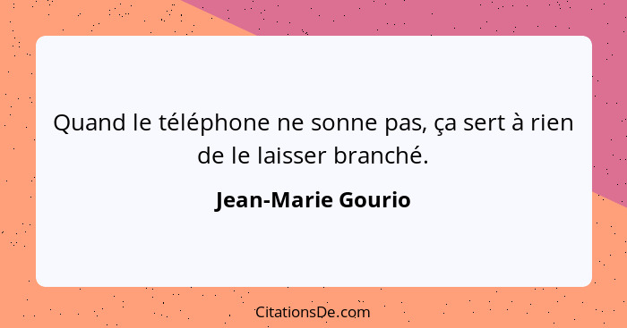 Quand le téléphone ne sonne pas, ça sert à rien de le laisser branché.... - Jean-Marie Gourio