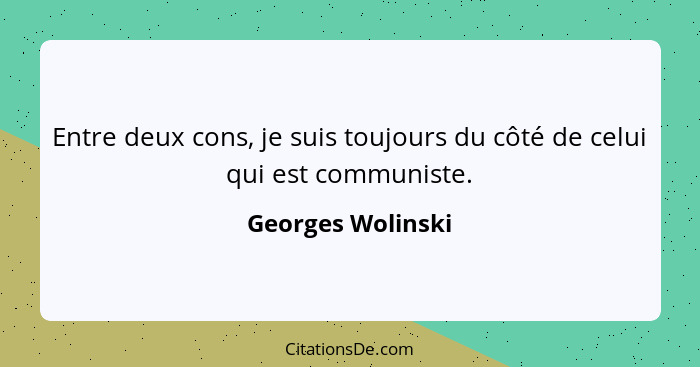 Entre deux cons, je suis toujours du côté de celui qui est communiste.... - Georges Wolinski