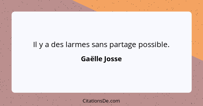 Il y a des larmes sans partage possible.... - Gaëlle Josse