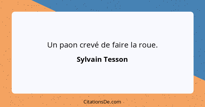 Un paon crevé de faire la roue.... - Sylvain Tesson