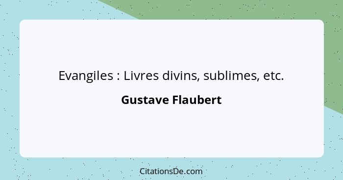Evangiles : Livres divins, sublimes, etc.... - Gustave Flaubert