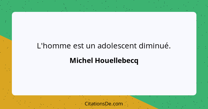 L'homme est un adolescent diminué.... - Michel Houellebecq
