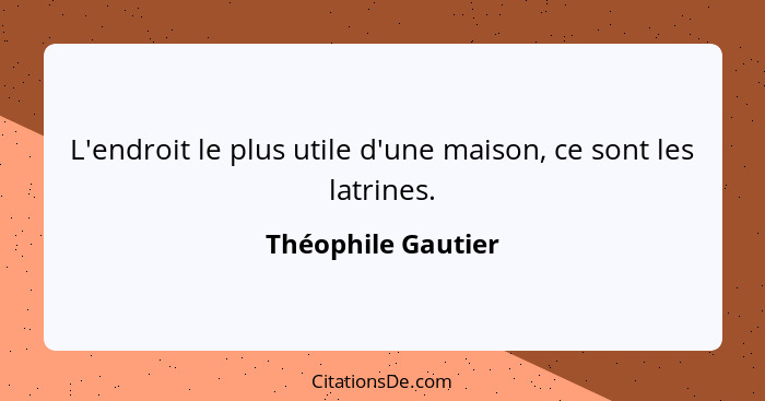 L'endroit le plus utile d'une maison, ce sont les latrines.... - Théophile Gautier