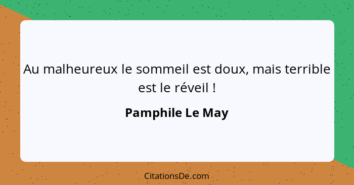 Au malheureux le sommeil est doux, mais terrible est le réveil !... - Pamphile Le May