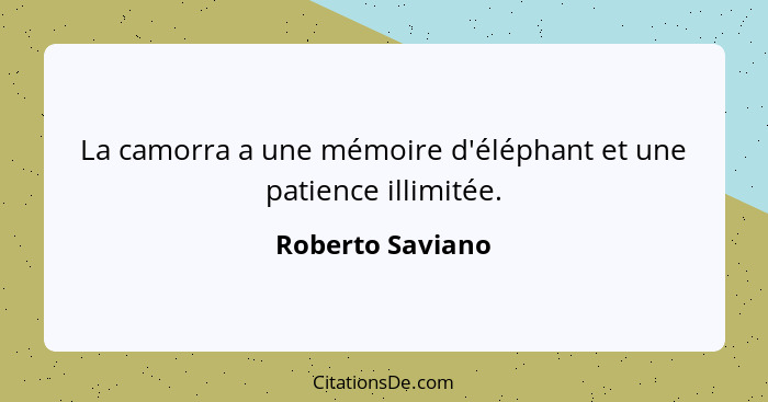 La camorra a une mémoire d'éléphant et une patience illimitée.... - Roberto Saviano