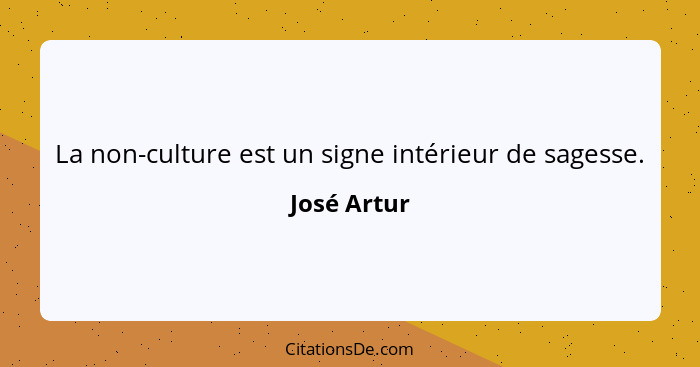 La non-culture est un signe intérieur de sagesse.... - José Artur