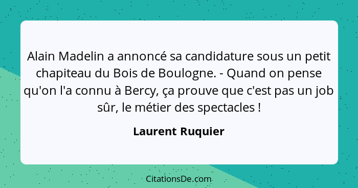 Alain Madelin a annoncé sa candidature sous un petit chapiteau du Bois de Boulogne. - Quand on pense qu'on l'a connu à Bercy, ça pro... - Laurent Ruquier
