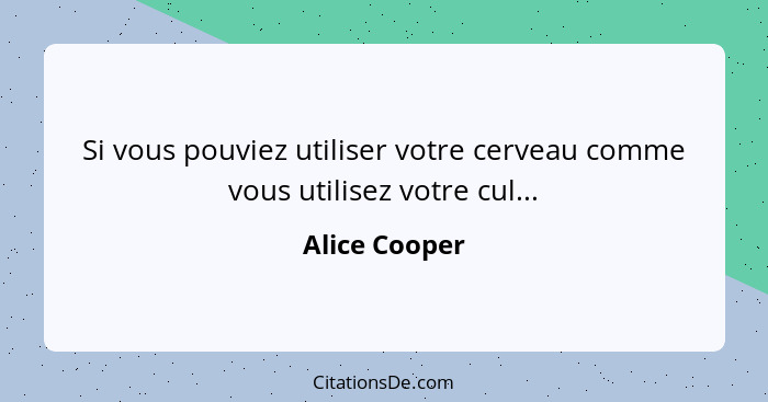 Si vous pouviez utiliser votre cerveau comme vous utilisez votre cul...... - Alice Cooper