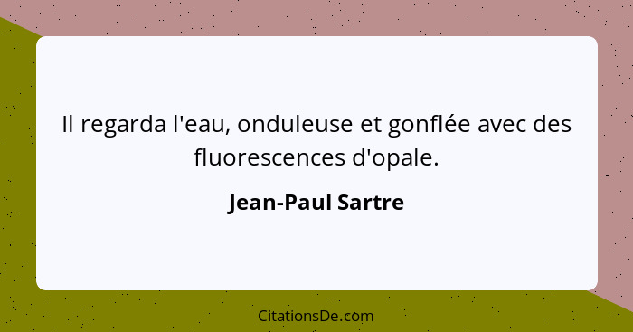 Il regarda l'eau, onduleuse et gonflée avec des fluorescences d'opale.... - Jean-Paul Sartre