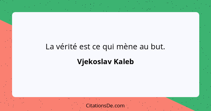 La vérité est ce qui mène au but.... - Vjekoslav Kaleb