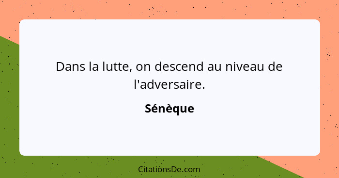 Dans la lutte, on descend au niveau de l'adversaire.... - Sénèque