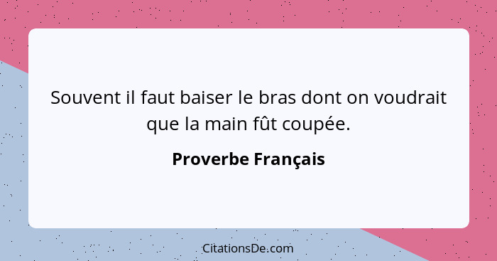 Souvent il faut baiser le bras dont on voudrait que la main fût coupée.... - Proverbe Français