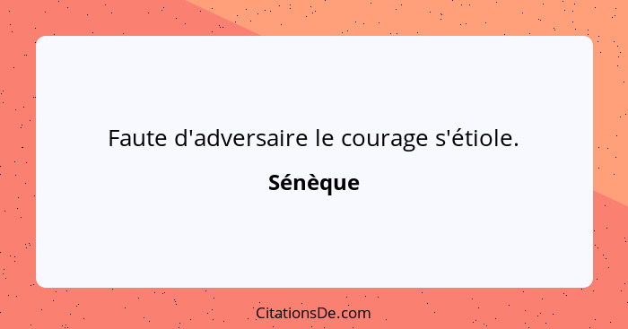 Faute d'adversaire le courage s'étiole.... - Sénèque