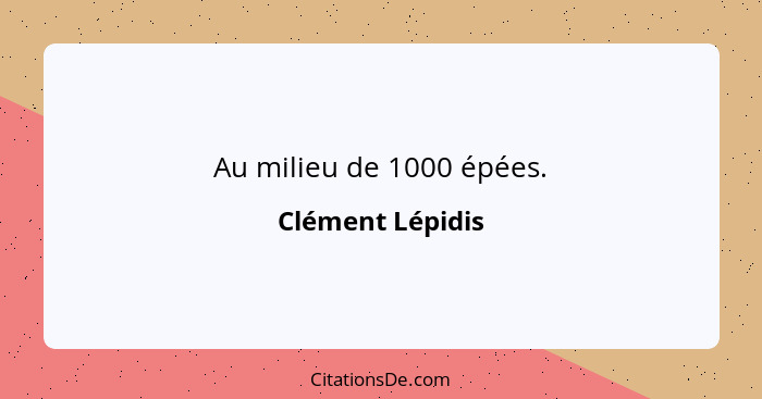 Au milieu de 1000 épées.... - Clément Lépidis