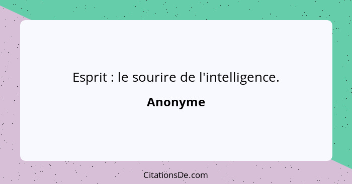 Esprit : le sourire de l'intelligence.... - Anonyme