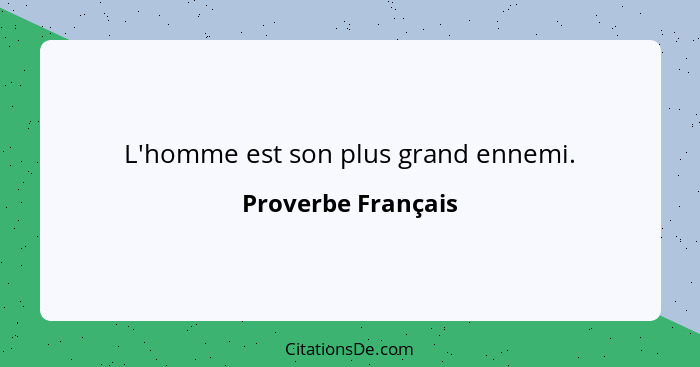 L'homme est son plus grand ennemi.... - Proverbe Français