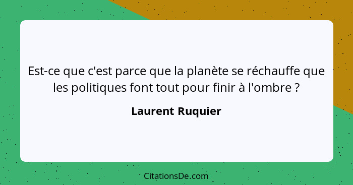 Est-ce que c'est parce que la planète se réchauffe que les politiques font tout pour finir à l'ombre ?... - Laurent Ruquier