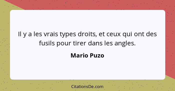 Il y a les vrais types droits, et ceux qui ont des fusils pour tirer dans les angles.... - Mario Puzo