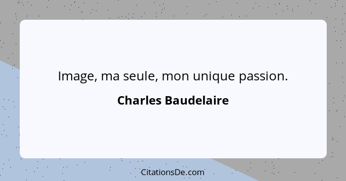 Image, ma seule, mon unique passion.... - Charles Baudelaire