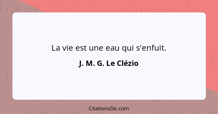 La vie est une eau qui s'enfuit.... - J. M. G. Le Clézio