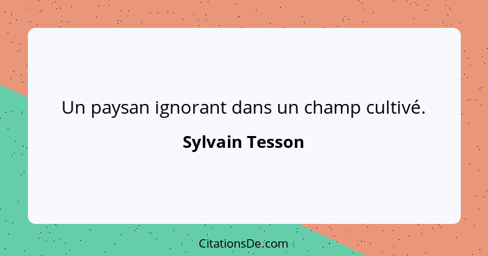 Un paysan ignorant dans un champ cultivé.... - Sylvain Tesson