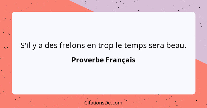 S'il y a des frelons en trop le temps sera beau.... - Proverbe Français