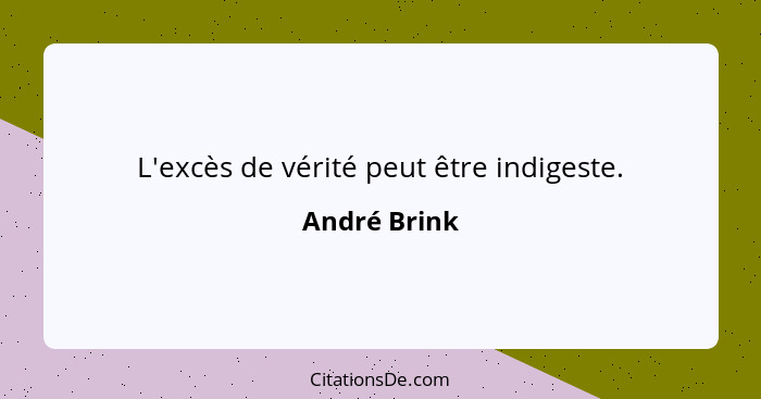 L'excès de vérité peut être indigeste.... - André Brink