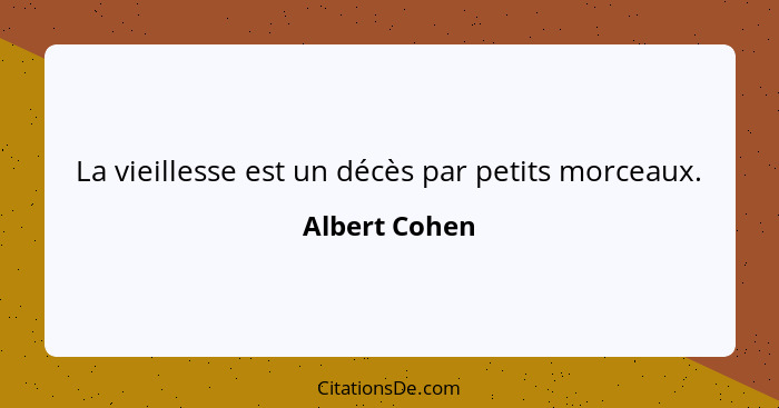 La vieillesse est un décès par petits morceaux.... - Albert Cohen