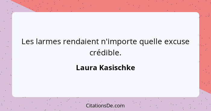 Les larmes rendaient n'importe quelle excuse crédible.... - Laura Kasischke