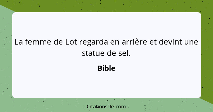 La femme de Lot regarda en arrière et devint une statue de sel.... - Bible